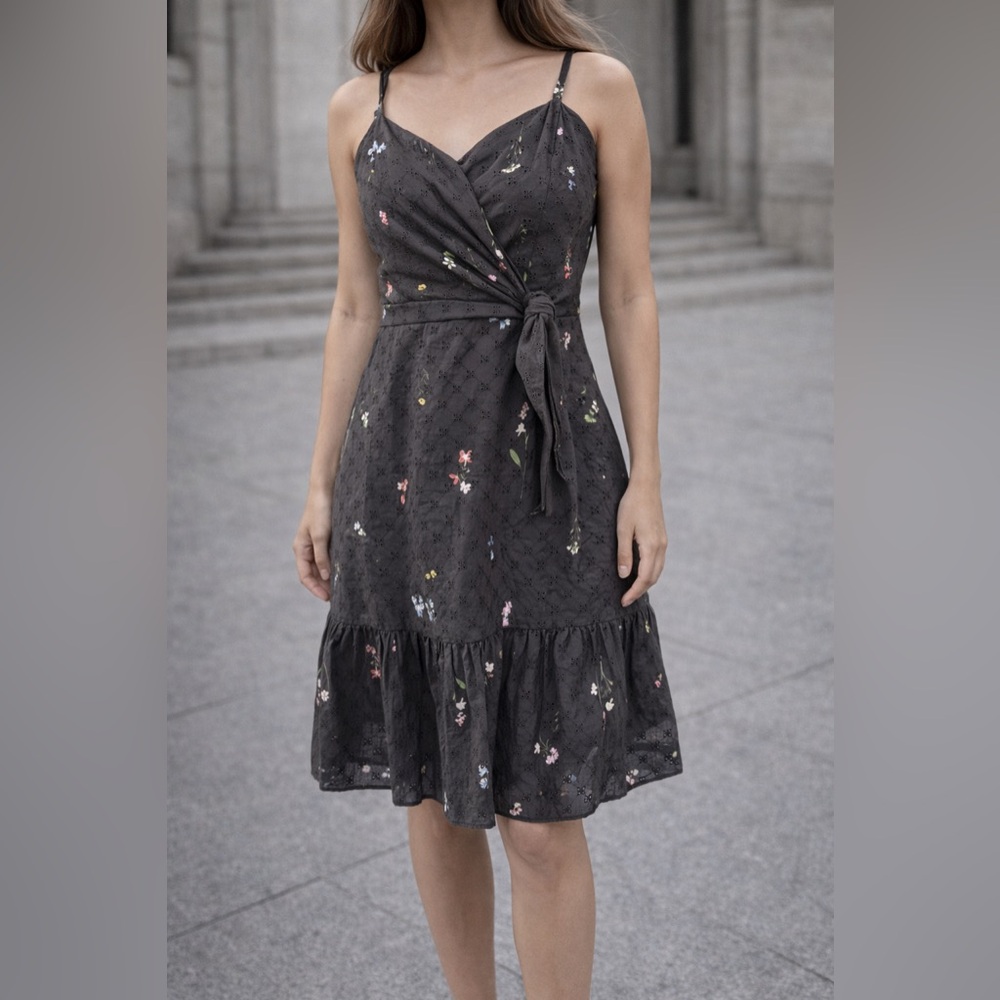 Parker Black Floral Midi Dress